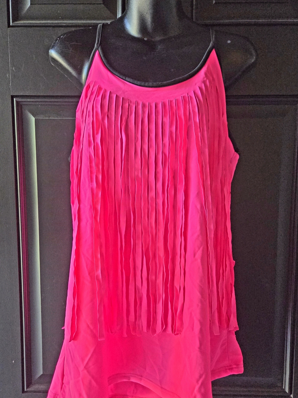 Womens' Fringe Sleeveless Tank Top - Hot Pink
